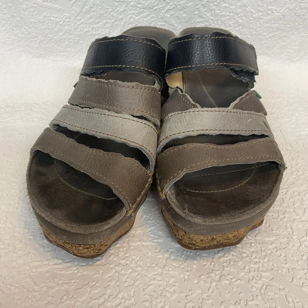 El‎ Naturalista Women's Leather Strappy Slide Sandals Boho Retro 40/9,5